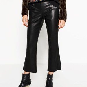 Zara cropped zipper detail faux leather pants size M - 2 avail!